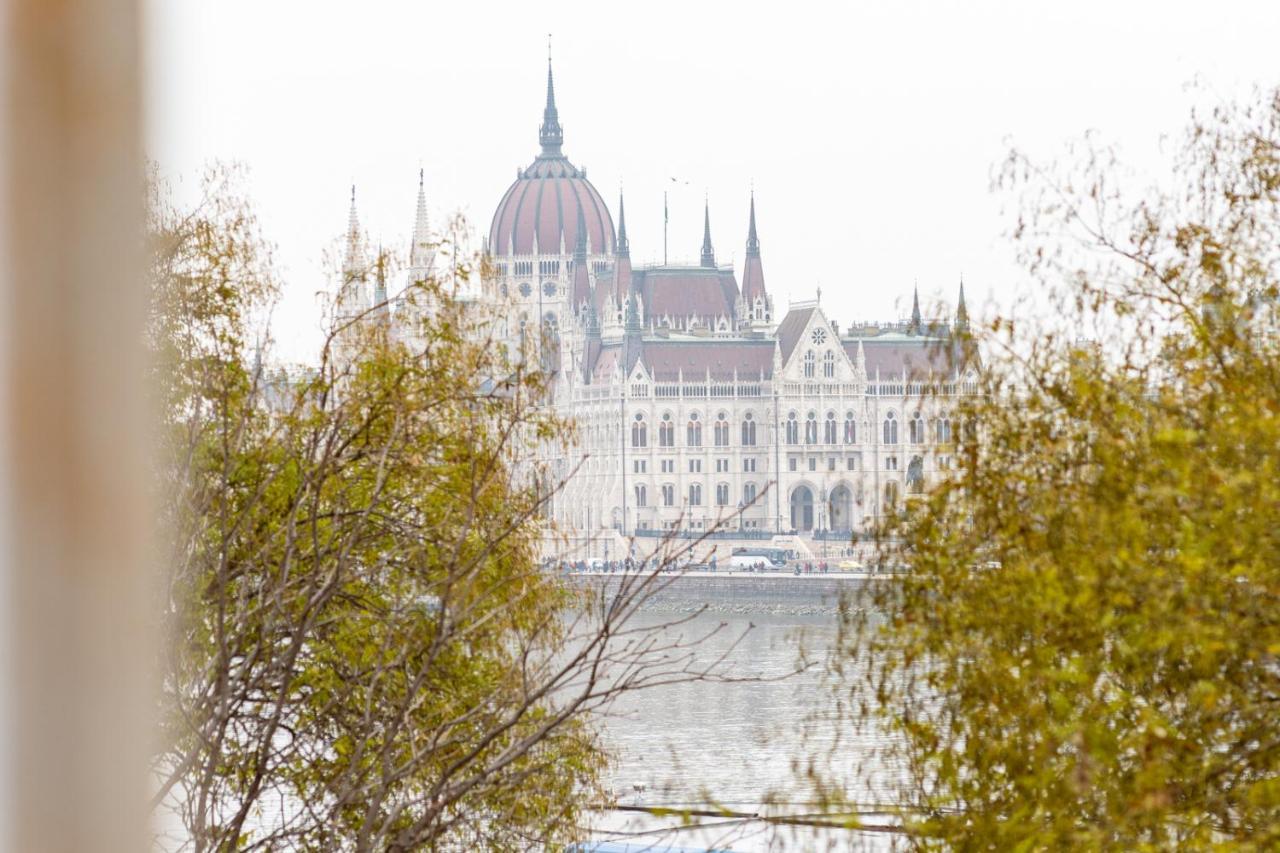 Danube Waterfront View At Chain Bridge Boedapest Buitenkant foto